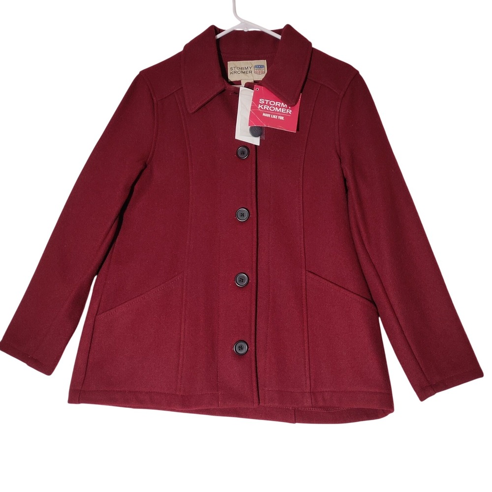 Stormy Kromer Ida Chore Coat Womens Small Merlot Red Wool Blend Made in USA NWT